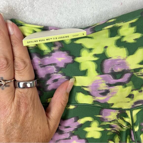 Offline By Aerie Real Me High Waisted Crossover 7/8 Leggings Size LS Floral NEW - Picture 8 of 10
